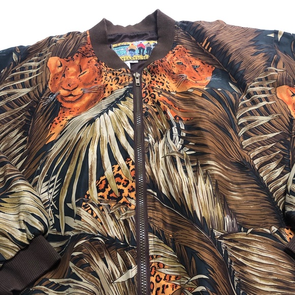 COPY - Vintage Jaguar Silk Bomber Jacket 90s Jungle Print - Picture 2 of 8
